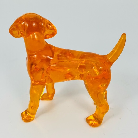 Vintage Clear Orange Plastic Dog Lab Figure Toy Hong Kong - Picture 3 of 7